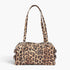 Beach Rose Co. faux leather sport bag featuring a bold leopard print, dual shoulder straps, and metal hardware.