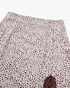 Beach Rose Co. brown and cream leopard print maxi skirt with delicate lace trim detail on the side slit