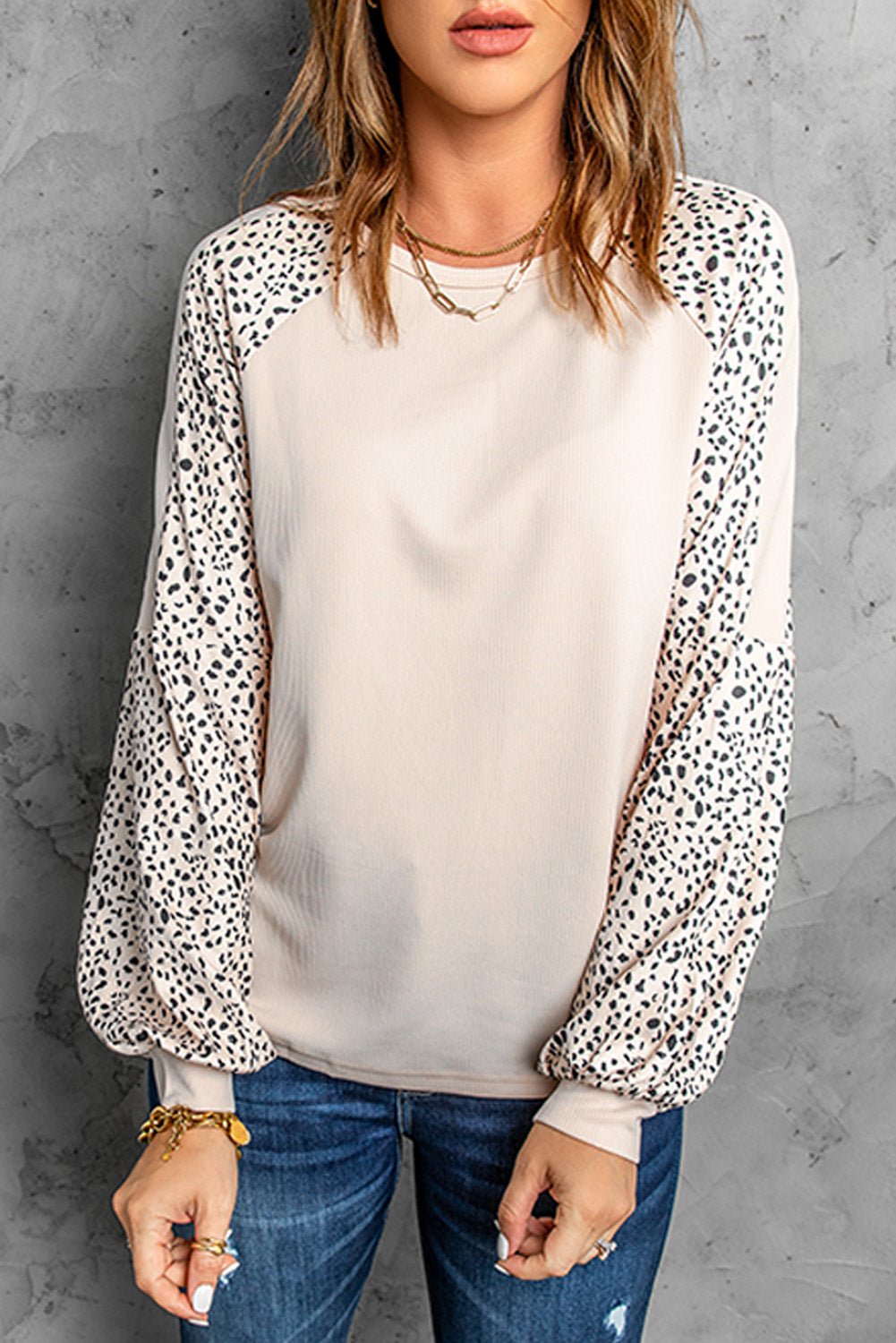 Beach Rose Co. - Leopard Raglan Sleeve Top in Khaki