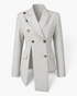 Beach Rose Co. light gray asymmetrical double-breasted blazer with notched lapels and tailored waist