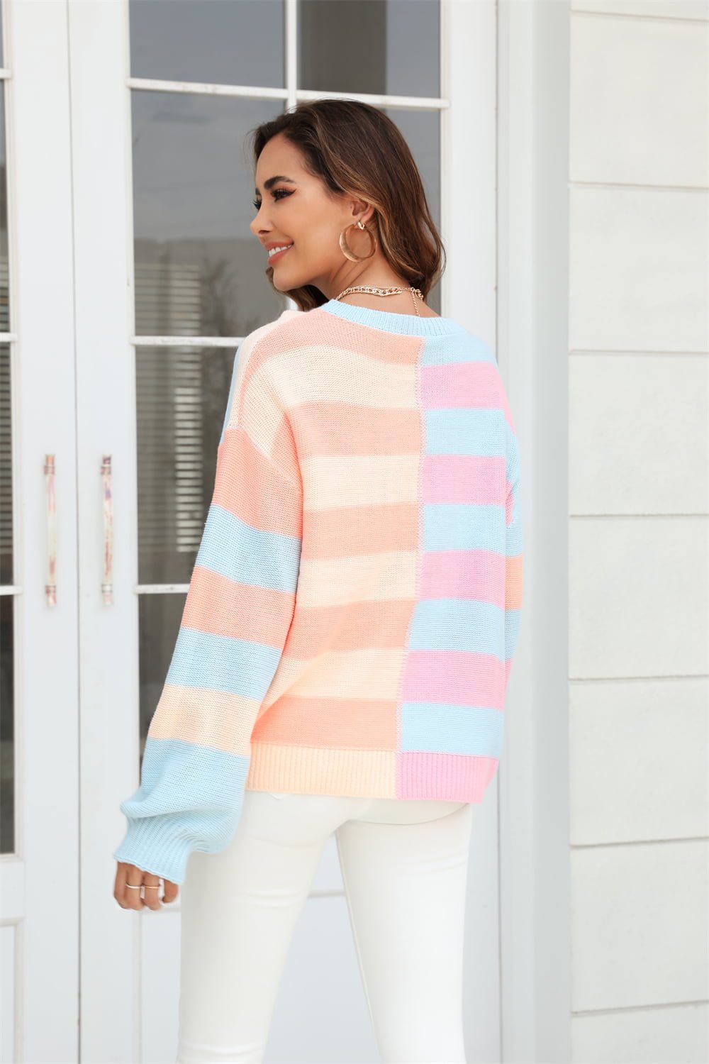 Beach Rose Co. - Long Sleeve Color Block Pullover Sweater