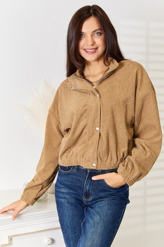 Beach Rose Co. - Long Sleeve Dropped Shoulder Jacket in Camel