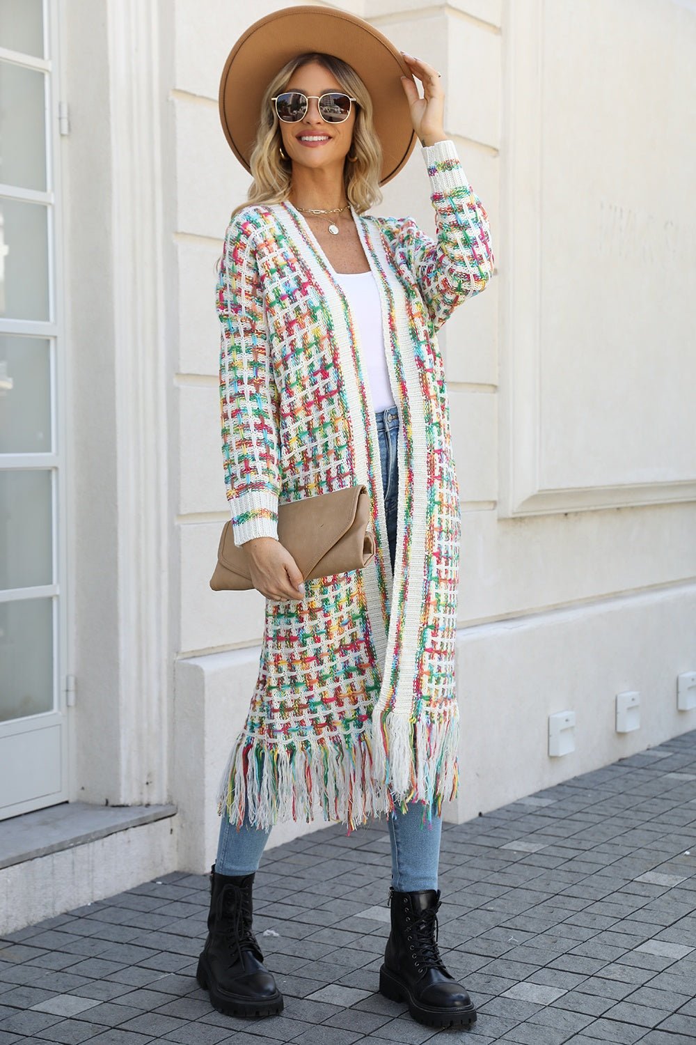 Beach Rose Co. - Longline Open Front Fringe Hem Cardigan