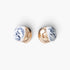 Beach Rose Co. vintage-inspired gold-plated clasp earrings featuring a blue and white marble swirl pattern.