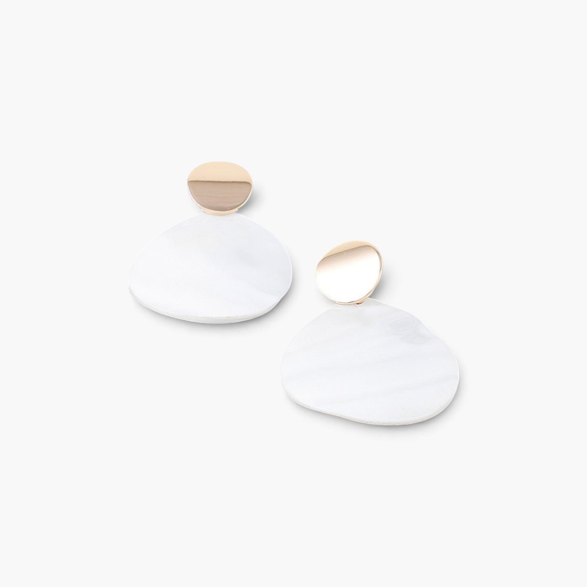Beach Rose Co. oval earrings featuring cream marbled stones set in polished gold frames for a chic, elegant look.