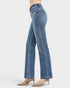 Beach Rose Co. Medium wash tummy control straight leg jeans with 4-way stretch fabric and subtle distressing.