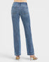 Beach Rose Co. Medium wash straight leg jeans with tummy control, made from cotton blend with 4-way stretch. Features pockets and zipper.