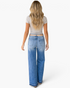 Beach Rose Co. medium-wash wide-leg jeans with a faded ombre effect and raw-edge hem, viewed from the back.