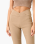 Beach Rose Co. mocha high-rise flare pants with a flattering crossover V-waist in soft stretch fabric