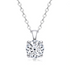 Beach Rose Co. 1 carat round moissanite solitaire pendant necklace in sterling silver with a delicate link chain.