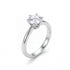 Beach Rose Co. 1 carat round moissanite solitaire ring in platinum-plated sterling silver with a six-prong setting.