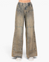 Beach Rose Co. mud-wash wide-leg jeans with oversized patch pockets, utility paneling, and elasticized back waist.
