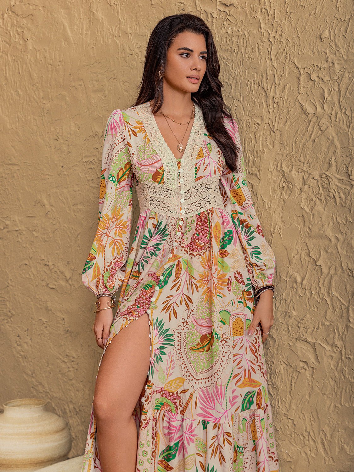 Beach Rose Co. - Multicolor Botanical Print Maxi Dress