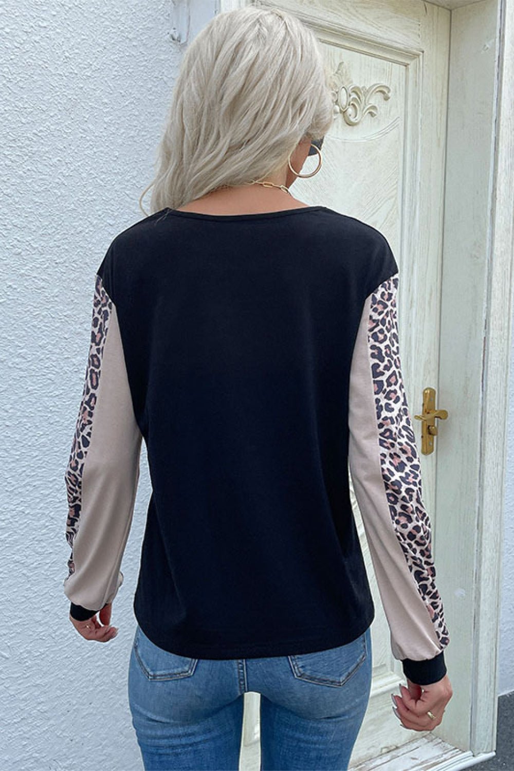 Beach Rose Co. - Multicolor Leopard Print Color Block Sweatshirt