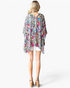 Beach Rose Co. multicolor snake print kimono with an asymmetrical hem and flowy oversized fit, back view.