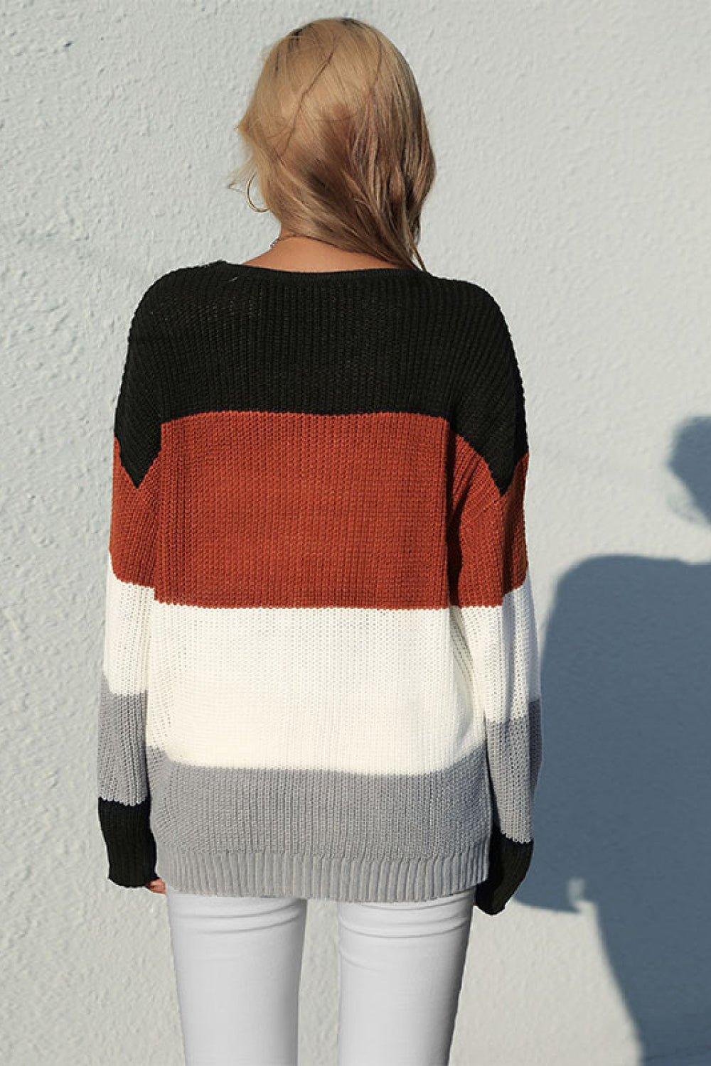 Beach Rose Co. - Multicolor Striped Rib Knit Pullover Sweater