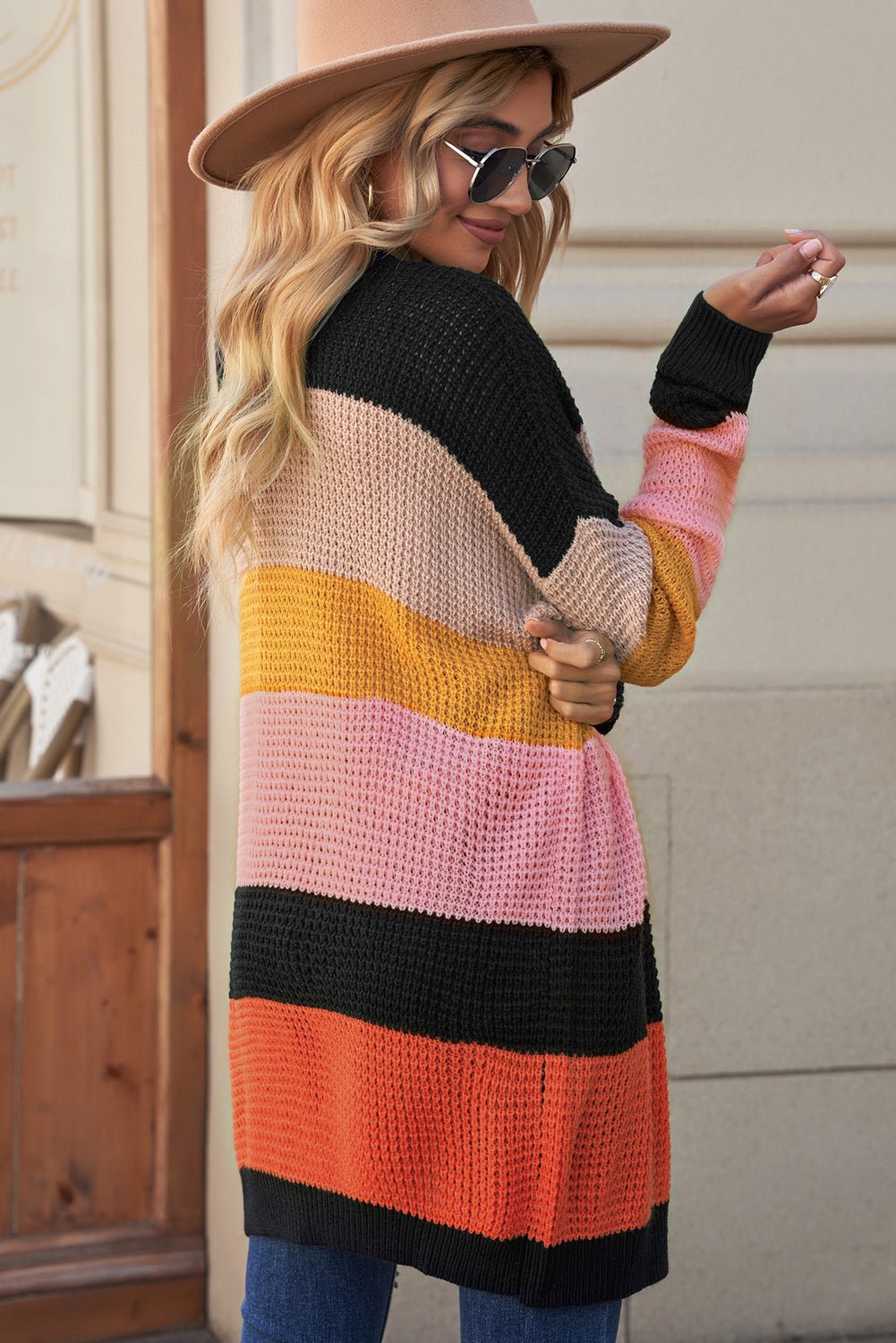 Beach Rose Co. - Multicolor Striped Waffle Knit Cardigan