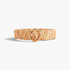 Beach Rose Co. multicolor woven belt featuring a wide band and a round gold-tone bamboo-style buckle.