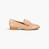 Beach Rose Co. nude patent pleather penny loafers with stud accents on the strap and a low block heel