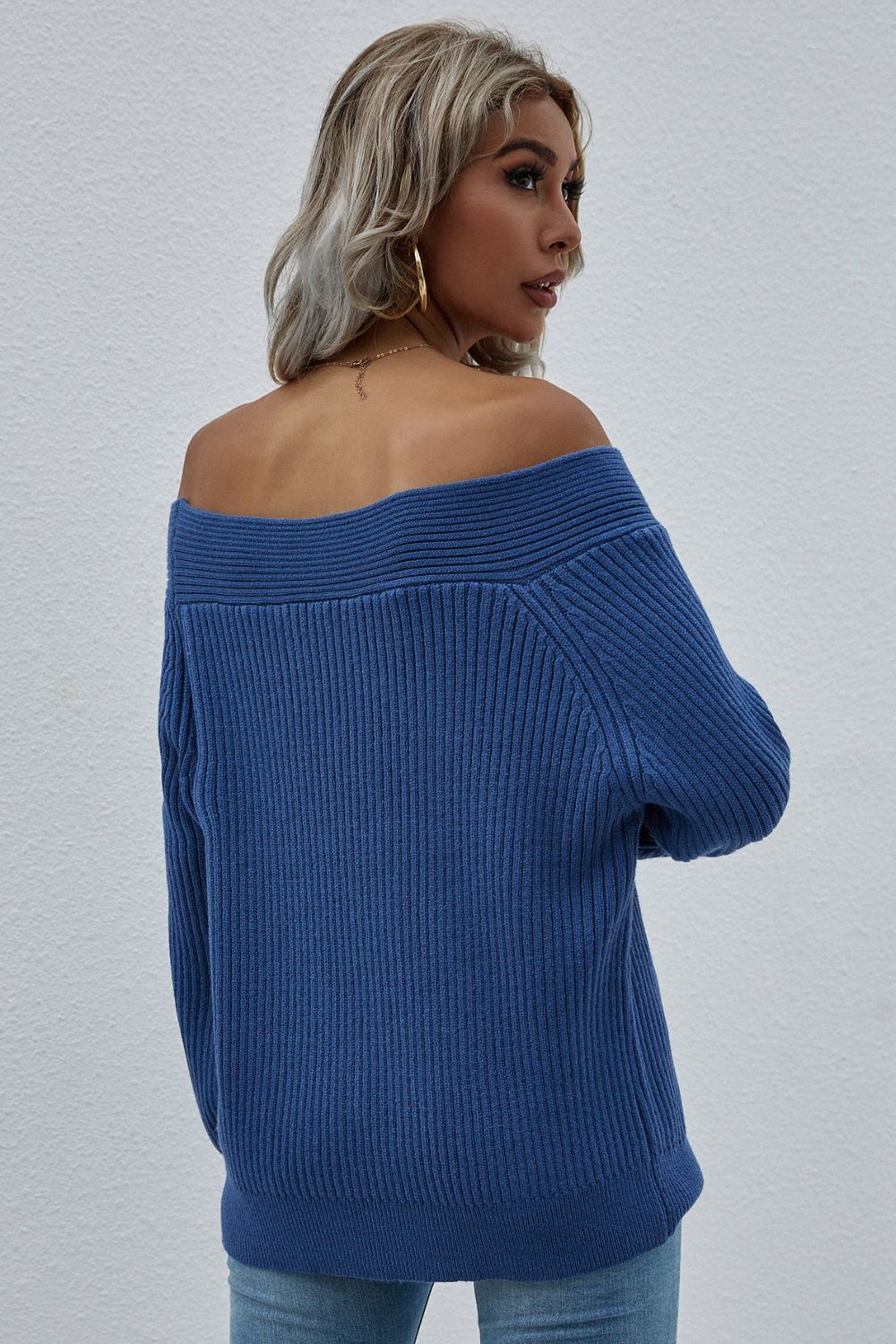 Beach Rose Co. - Off - Shoulder Rib - Knit Sweater