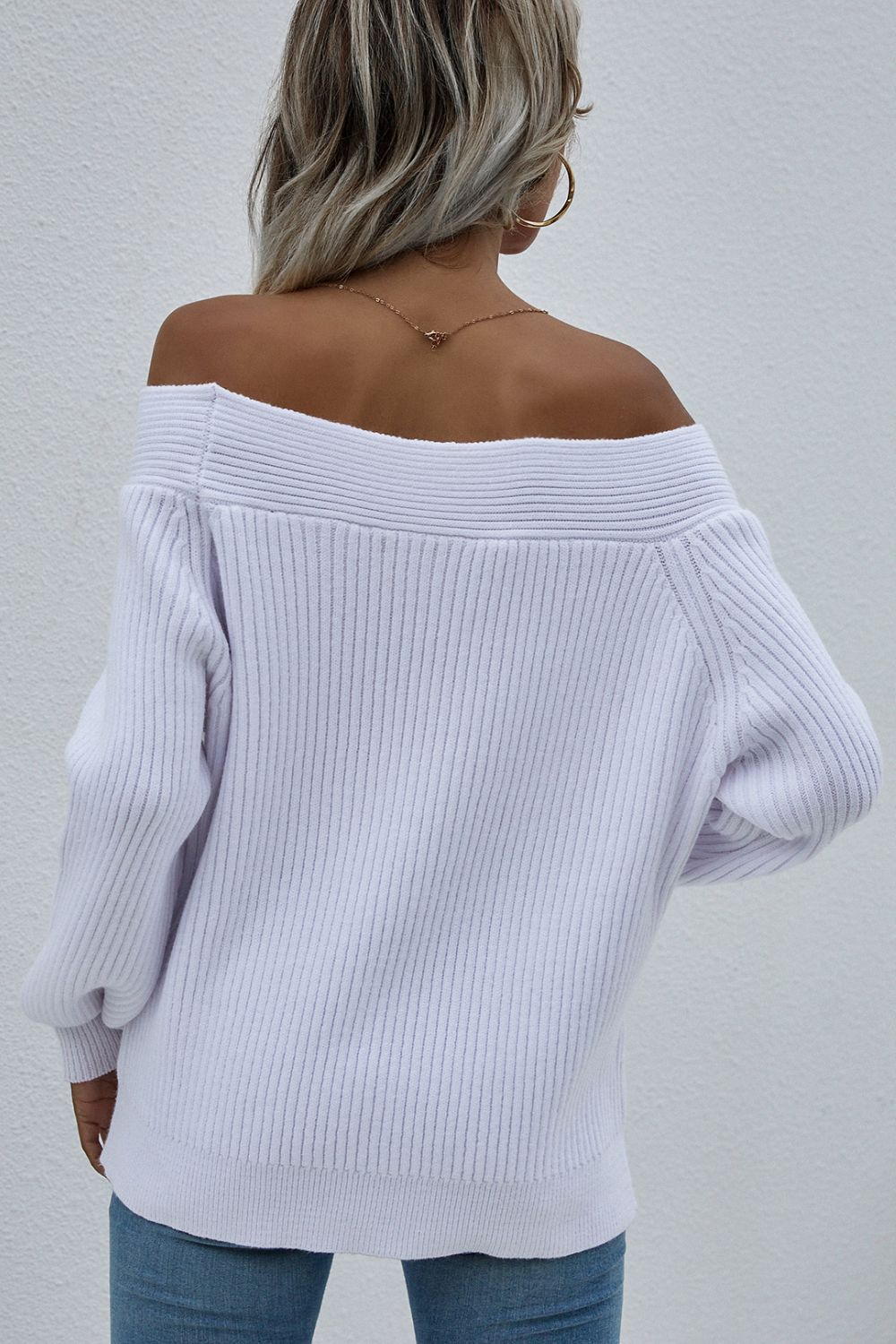 Beach Rose Co. - Off - Shoulder Rib - Knit Sweater