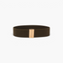 Beach Rose Co. wide olive green elastic waist belt with a sleek rectangular gold alloy clasp