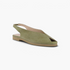 Beach Rose Co. olive green suede peep-toe slingback flats with a cushioned insole and flat EVA outsole.