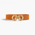 Beach Rose Co. wide orange elastic waist belt featuring a gold-tone double-circle alloy buckle with ridged detail.