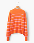 Beach Rose Co. orange and pink striped mock-neck sweater with long sleeves and ribbed hem, back view