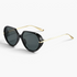 Beach Rose Co. oversized black butterfly sunglasses with slim gold metal temples and dark UV400 lenses.
