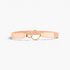 Beach Rose Co. slim elastic waist belt in blush pink with an asymmetric double-ring gold alloy buckle and PU tabs.