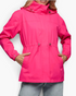 Beach Rose Co. hot pink hooded jacket with drawstring waist, zip front, and side pockets on a model.