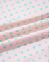 Beach Rose Co. cotton blend fabric with mint green polka dots on a soft pink background