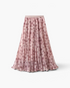 Beach Rose Co. pink polka dot maxi skirt featuring fine pleats and a comfortable elastic waistband in lightweight fabric