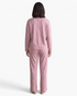 Beach Rose Co. pink striped two-piece lounge set with a long-sleeve pullover and wide-leg pants, back view.