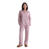 Beach Rose Co. pink striped two-piece set with a collared V-neck pullover and wide-leg pants in polyester.