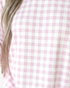 Beach Rose Co. pink and white gingham sweatshirt featuring a close-up of the soft polyester check pattern fabric.