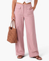 Beach Rose Co. pink wide-leg cotton blend pants with utility-style front flap pockets and a flat waistband.