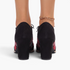 Beach Rose Co. black and red plaid block heel booties with a low-cut ankle silhouette seen from the back
