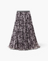 Beach Rose Co. polka dot pleated maxi skirt in a lightweight flowing polyester cotton blend with an elastic waistband.