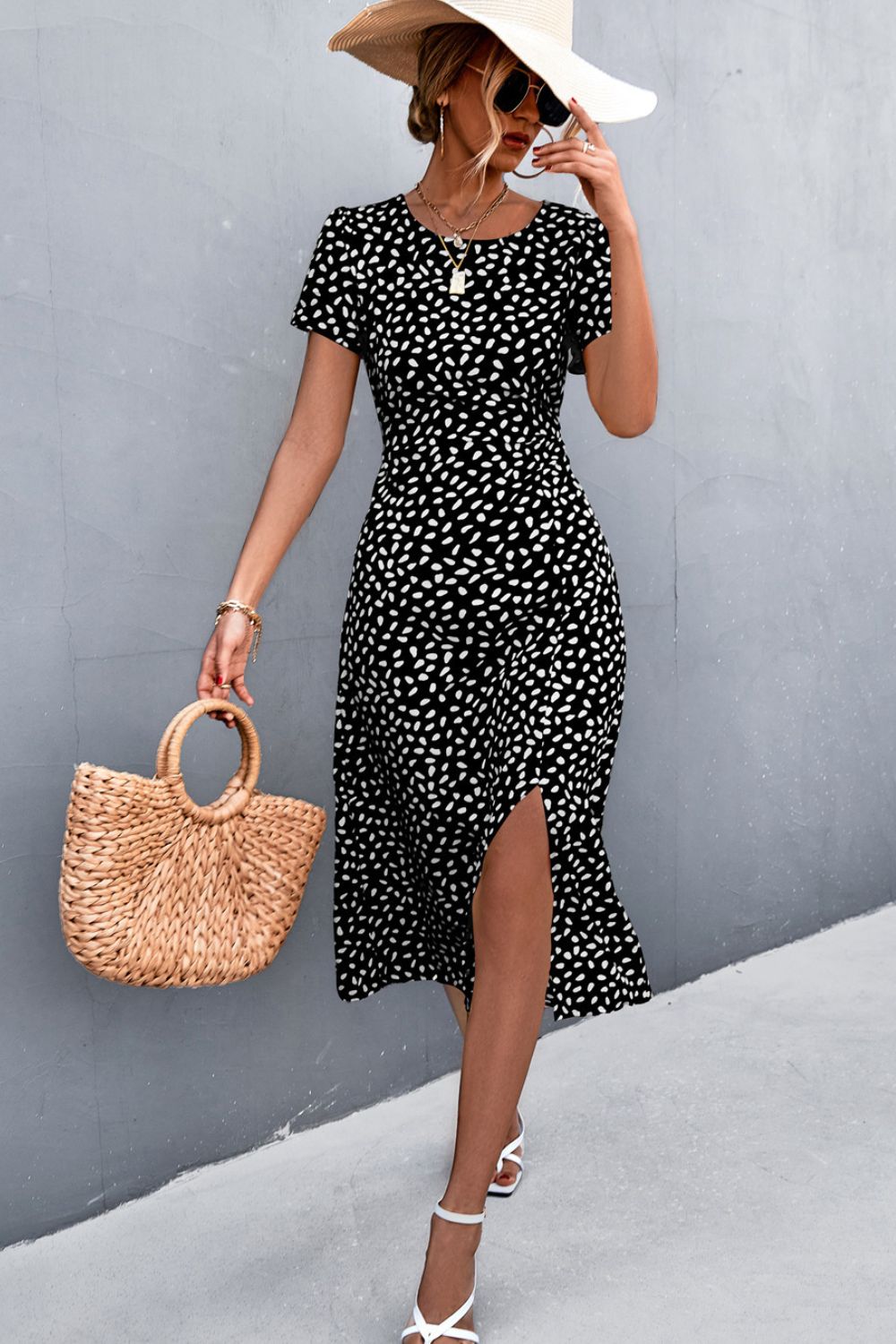 Beach Rose Co. - Printed Cutout Midi Dress