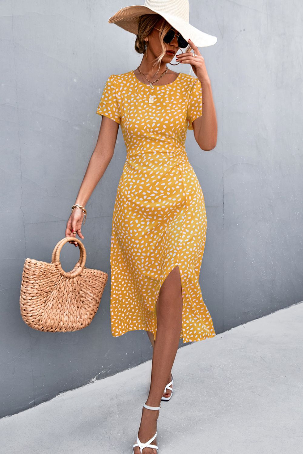 Beach Rose Co. - Printed Cutout Midi Dress