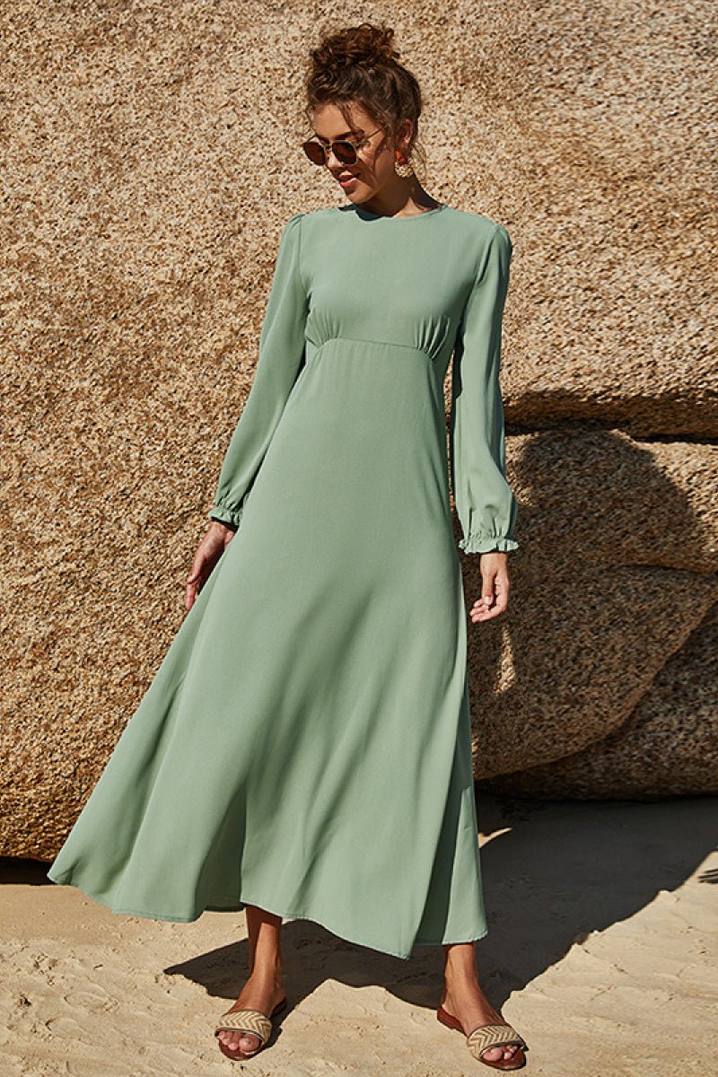 Beach Rose Co. - Puff Sleeve Empire Waist Maxi Dress