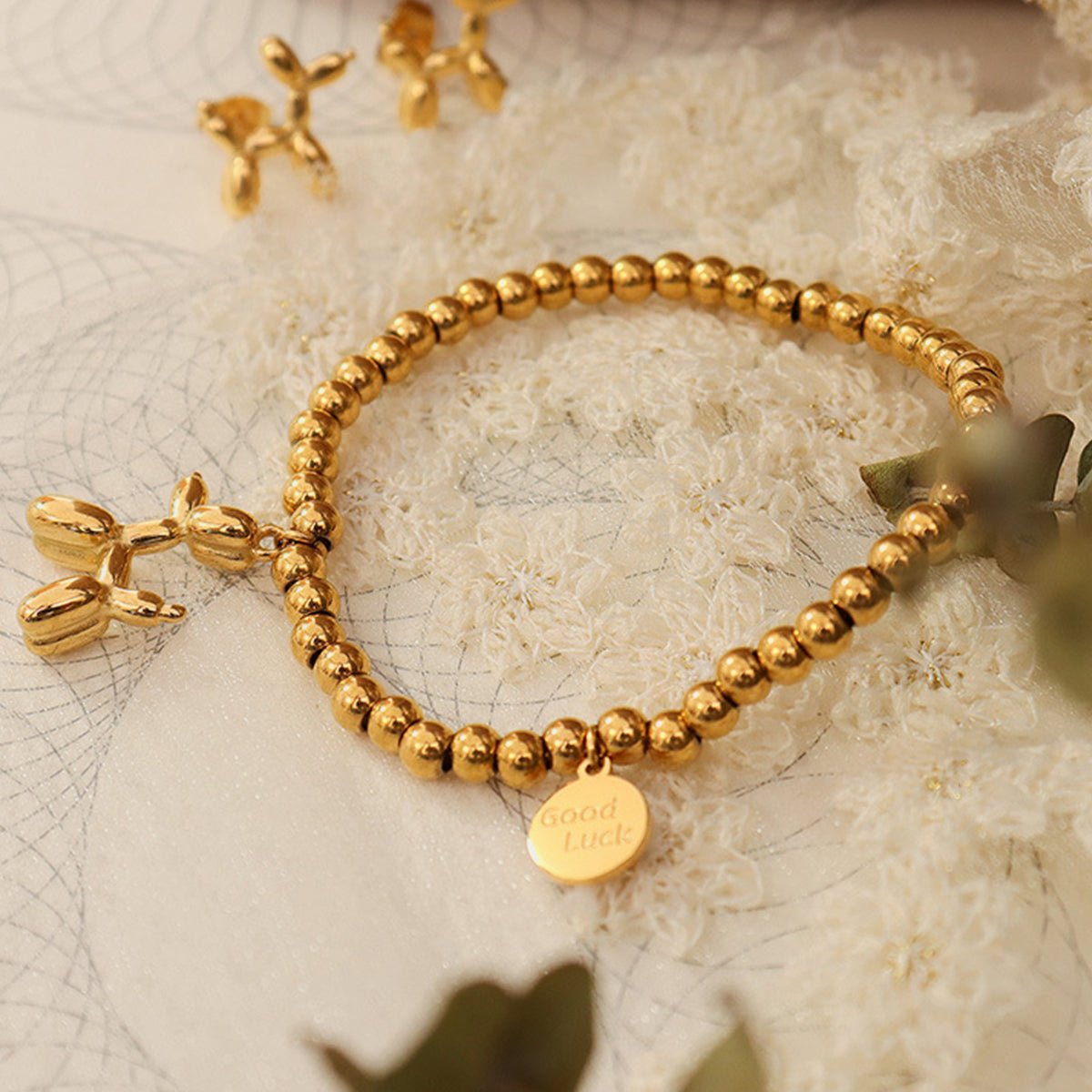 Beach Rose Co. - Puppy Shape Gold Charm Bracelet