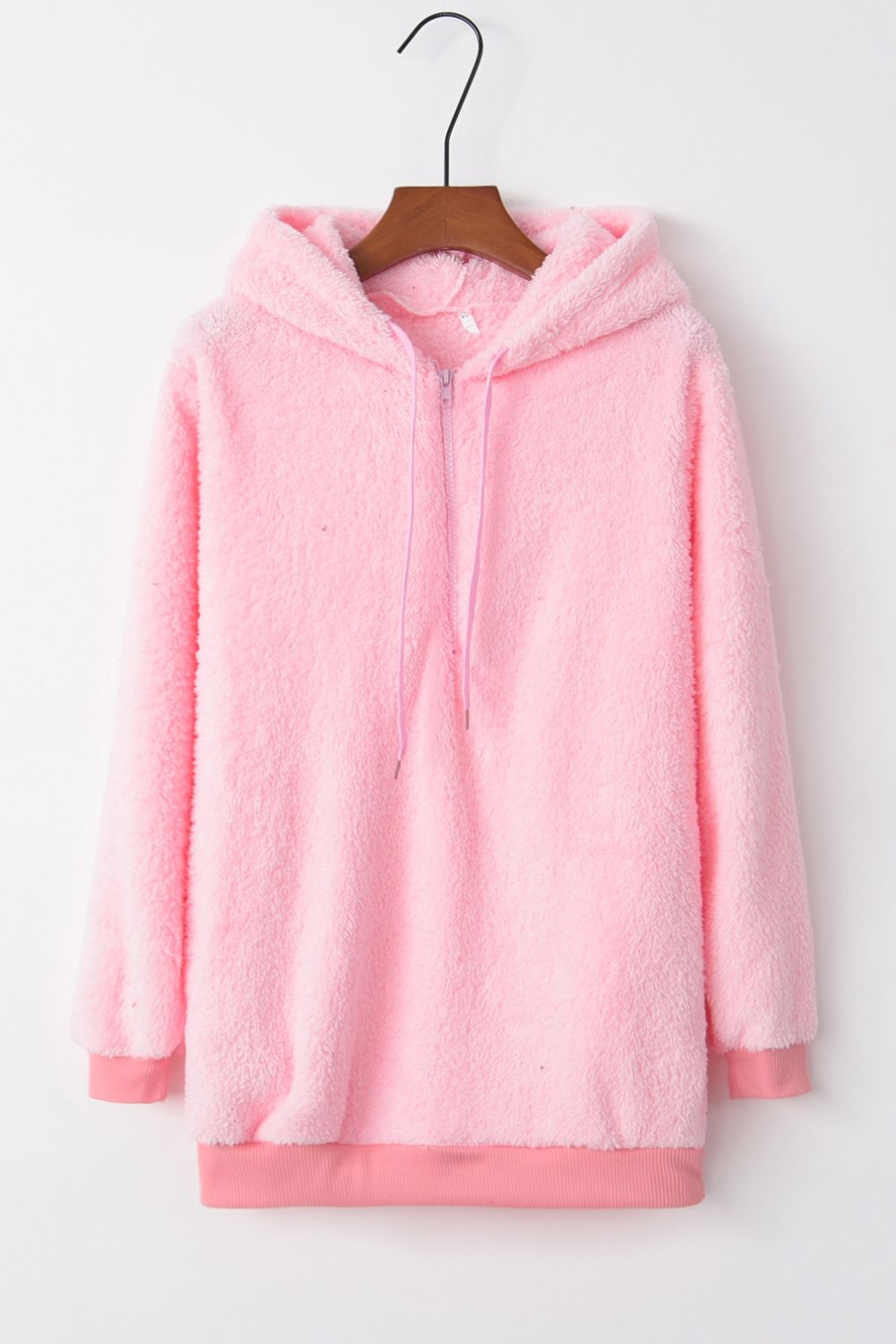 Beach Rose Co. - Quarter - Zip Drawstring Teddy Hoodie