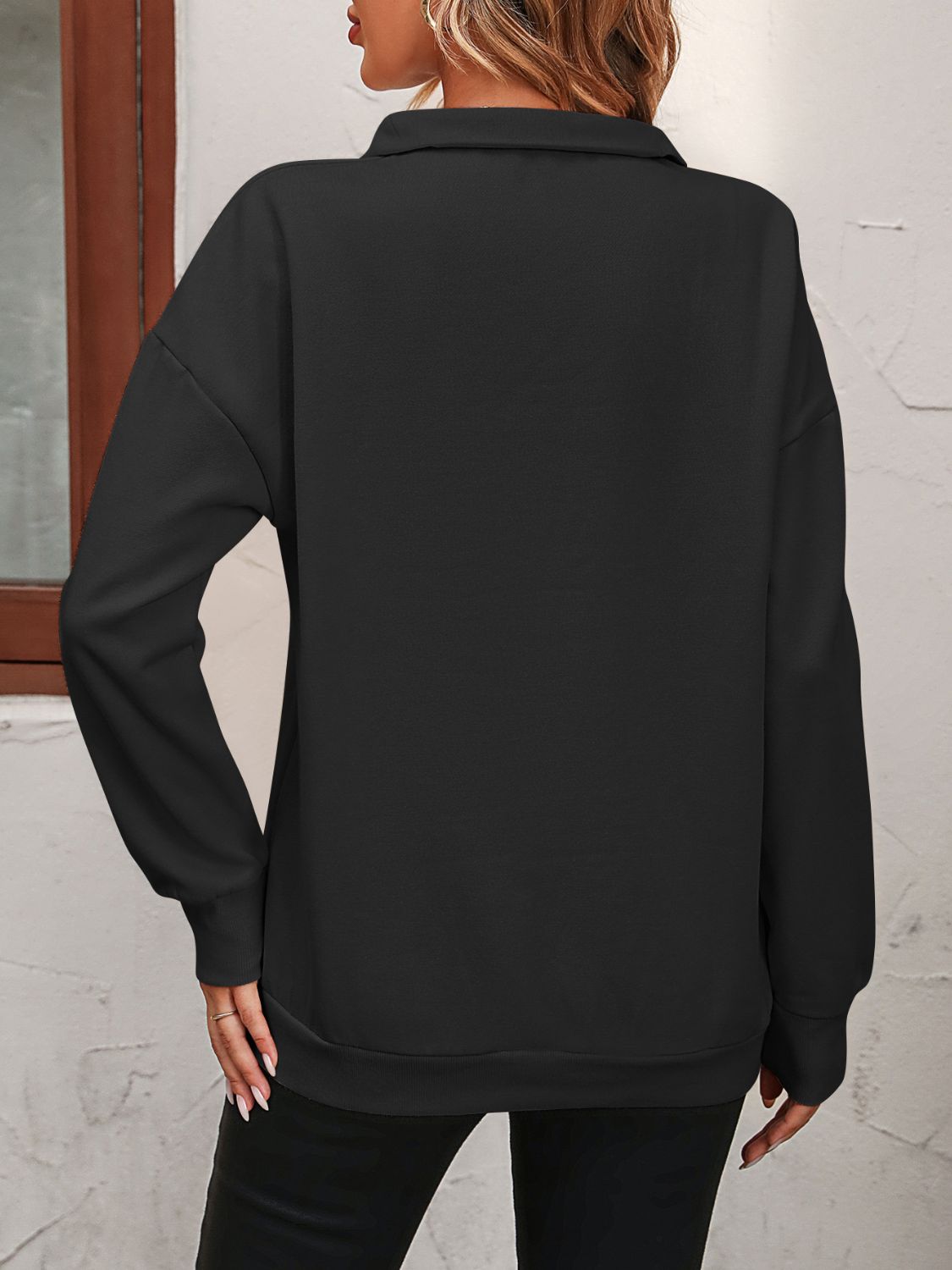 Beach Rose Co. - Quarter Zip Dropped Shoulder Sweatshirt