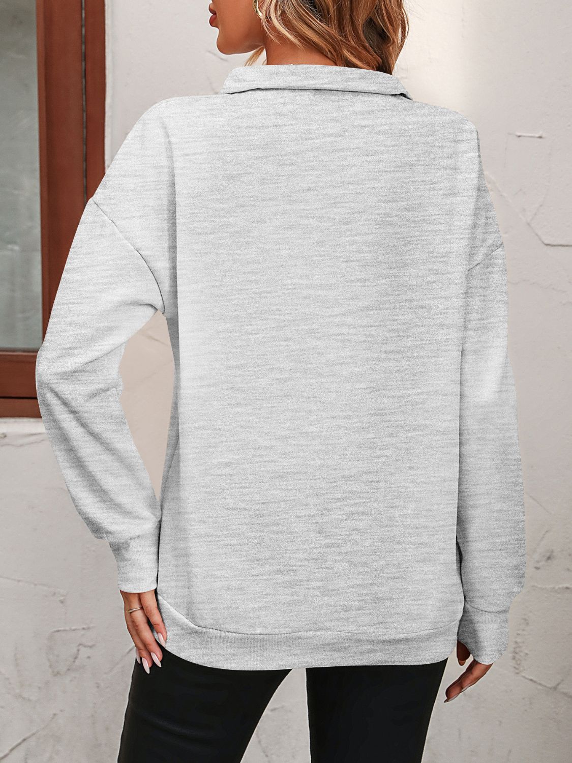 Beach Rose Co. - Quarter Zip Dropped Shoulder Sweatshirt