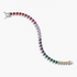 Beach Rose Co. rainbow heart tennis bracelet with rhodium-filled setting and colorful cubic zirconia stones.