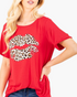 Beach Rose Co. red short-sleeve graphic tee with a leopard-print lips design, featuring a soft, relaxed fit.
