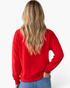 Beach Rose Co. red long-sleeve sweatshirt with a relaxed fit worn by a blonde woman, back view